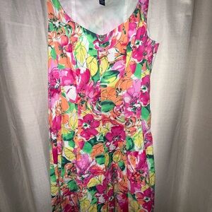 Chaps Colorful Floral Midi Dress